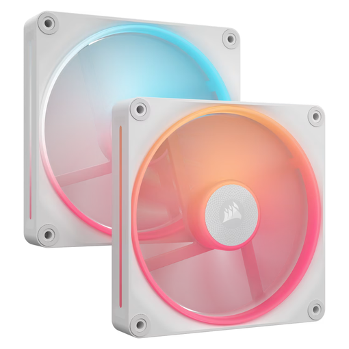 Kit CORSAIR iCUE LINK LX140-R RGB con dos ventiladores blancos de 140 mm, iluminación RGB y rotor invertido