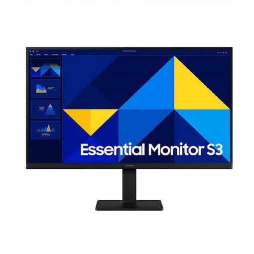 Monitor Samsung Essential S3 de 24 pulgadas modelo S24D300GAN para oficina, estudio y entretenimiento. Título de imagen: Monitor Samsung Essential S3 24 pulgadas S24D300GAN.