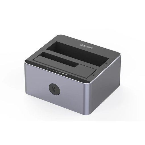 Dock Station UNITEK Y-3026GY01-EU USB 3.0 de doble bahía para discos duros HDD y SSD SATA de 2,5 y 3,5 pulgadas