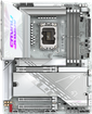 Motherboard Gigabyte Z890 AORUS PRO ICE blanca con socket LGA1851 y memoria DDR5.