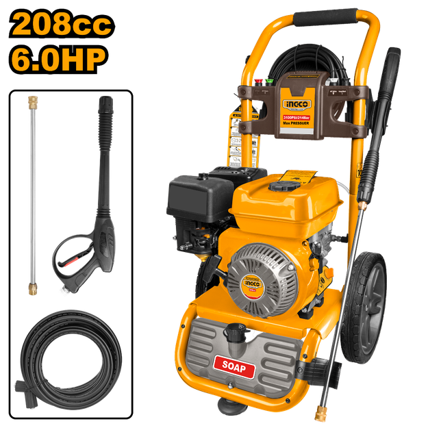 Imagen de HIDROLAVADORA NAFTA 6HP 214BAR 8.7L/MIN INGCO