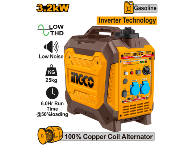 Imagen de GENERADOR INVERTER 3.2KW 25KG BAJO RUIDO INGCO