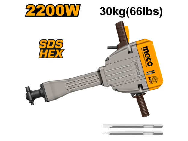 Imagen de MARTILLO DEMOLEDOR 30KG HEXAGONAL 28MM 2200W INGCO