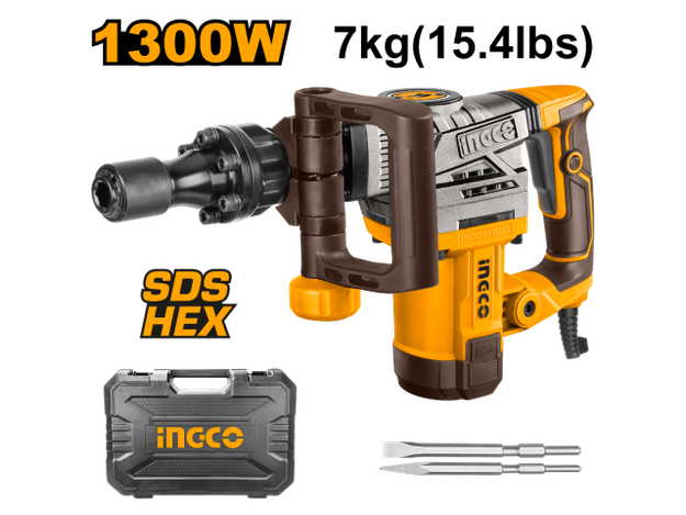 Imagen de MARTILLO DEMOLEDOR 20J 1300W ENCASTRE HEXAGONAL INGCO