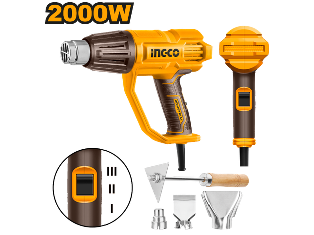 Imagen de PISTOLA DE CALOR 2000W CON KIT INGCO