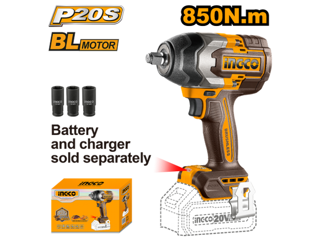 Imagen de LLAVE DE IMPACTO 1/2" 20V (CARCAZA) INGCO