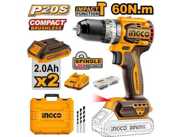 Imagen de ATORNILLADOR CON PERCUTOR 20V 13MM INGCO