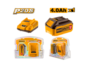 Imagen de CARGADOR + 2 BATERÍAS 20V 2.0AH INGCO
