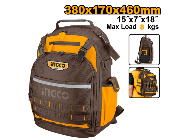 Imagen de MOCHILA PARA HERRAMIENTAS 38 X 17 X 46CM INGCO