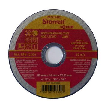 Imagen de DISCO CORTE PARA METAL/INOX PROFESIONAL STARRETT