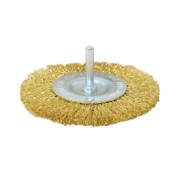 Imagen de CEPILLO ACERO CIRCULAR BRONCE CON VASTAGO 100MM BEST JOB