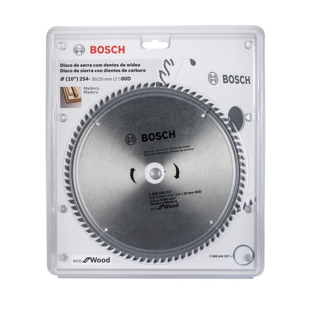 Imagen de DISCO SIERRA CIRCULAR ECO MADERA 10" 80D. BOSCH