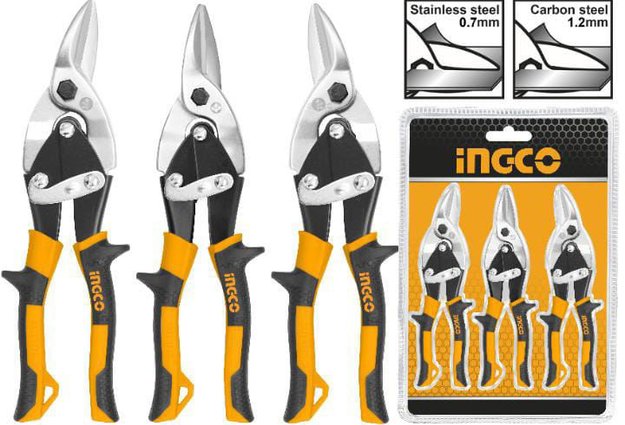 Imagen de KIT 3 TIJERAS PARA CHAPA 10" INGCO