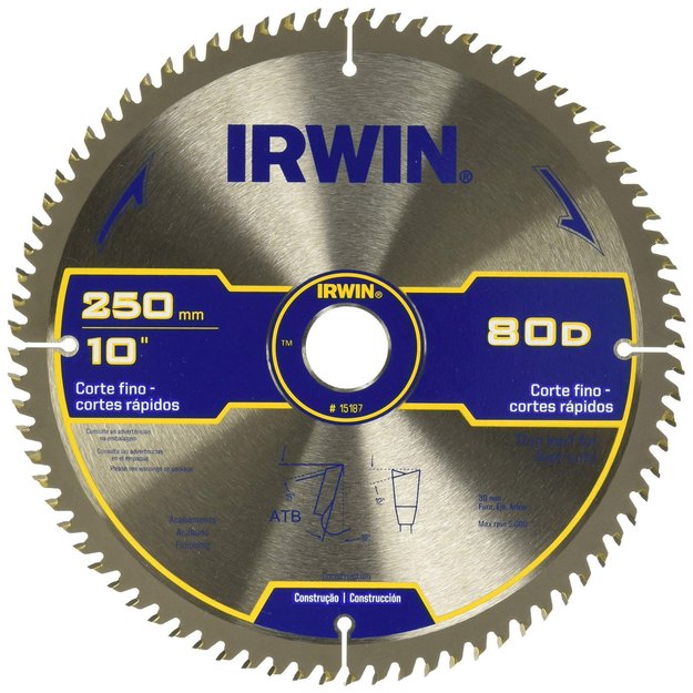 Imagen de SIERRA CIRCULAR PARA MADERA 10" 80 DIENTE IRWIN