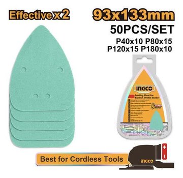 Imagen de KIT 50 HOJAS LIJAS LIJADORA DELTA 96X133MM INGCO