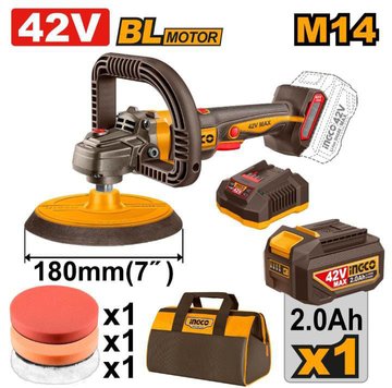 Imagen de LUSTRA PULIDORA 7" BATERÍA 42V + ACCESORIOS INGCO
