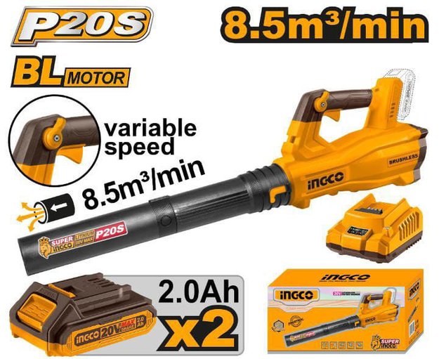 Imagen de SOPLADOR A BATERÍA 20 V 8.5 MT3/MIN INGCO