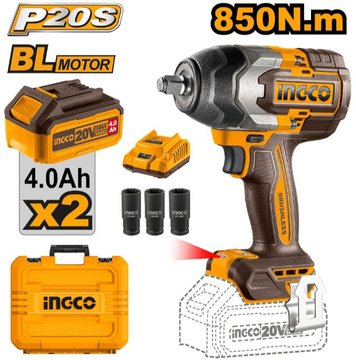 Imagen de LLAVE IMPACTO 1/2" BATERÍA 20V 850NM INGCO