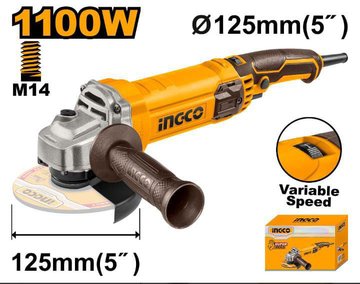Imagen de AMOLADORA ANGULAR 5" 1100W VELOCIDAD VARIABLE INGCO