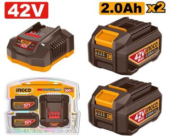 Imagen de CARGADOR + 2 BATERÍAS 42 V 2.0 AH INGCO