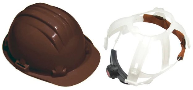 Imagen de CASCO SEGURIDAD CON ARNÉS REGULABLE MARRÓN 5-RG CLIMAX