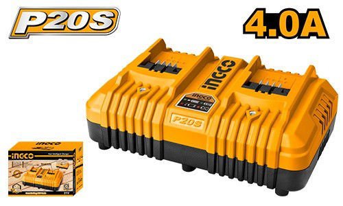 Imagen de CARGADOR RÁPIDO INTELIGENTE DOBLE 20V INGCO