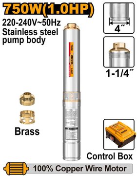 Imagen de BOMBA SUMERGIBLE POZO PROFUNDO SEMISURGENTE 4" 750W INGCO
