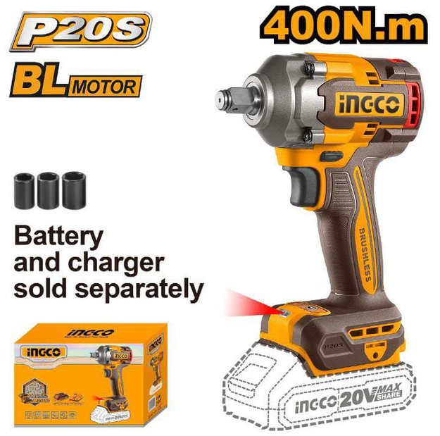 Imagen de LLAVE IMPACTO 1/2" BATERÍA 20 V (CARCAZA) INGCO