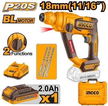 Imagen de ROTOPERCUTOR SDS-PLUS BATERÍA 20V 1.8J INGCO