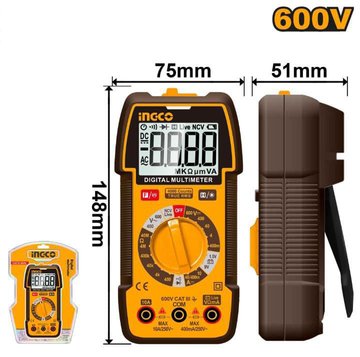 Imagen de TESTER 600V AC/DC DIGITAL INGCO