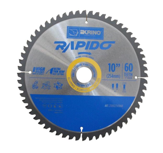 Imagen de CIRCULAR PARA ALUMINIO Y MULTIMATERIAL 10" 60 DIENTES KRINO