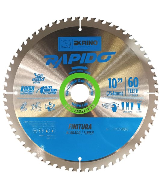 Imagen de CIRCULAR PARA MADERA 10" 60 DIENTES (254X30MM) KRINO