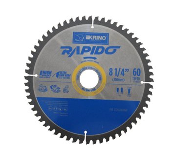 Imagen de CIRCULAR PARA ALUMINIO Y MULTIMATERIAL 8.1/4" 54 DIENTES KRINO