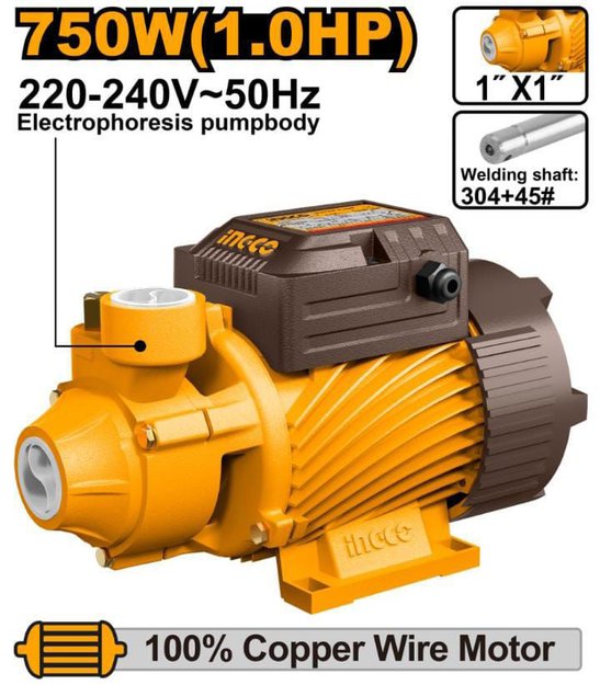 Imagen de BOMBA PERIFÉRICA 1HP 750W 50L/MIN 52M INGCO