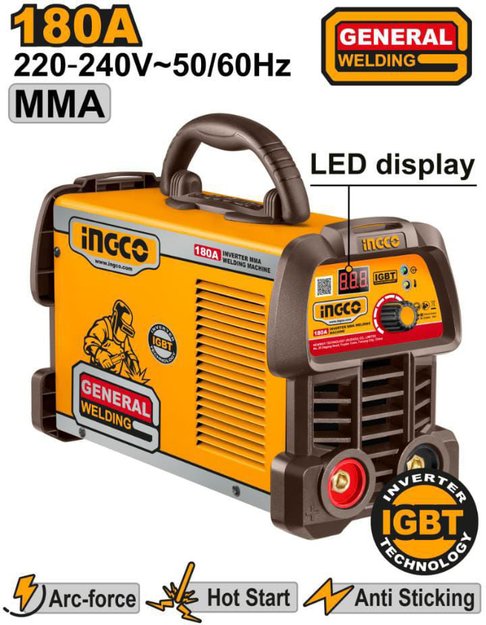 Imagen de SOLDADORA INVERTER 180AMP DISPLAY LED INGCO