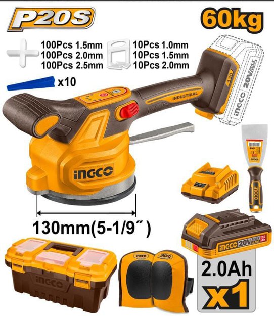 Imagen de VENTOSA VIBRATORIA BATERÍA 20V CON KIT INGCO