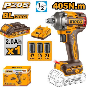 Imagen de LLAVE IMPACTO BATERÍA 20V 1/2" 405NM INGCO