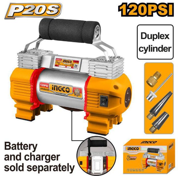Imagen de COMPRESOR A BATERÍA 20V + ACCESORIOS (CARCAZA) INGCO