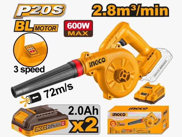 Imagen de SOPLADOR A BATERÍA 20V 2.8M3/MIN INGCO