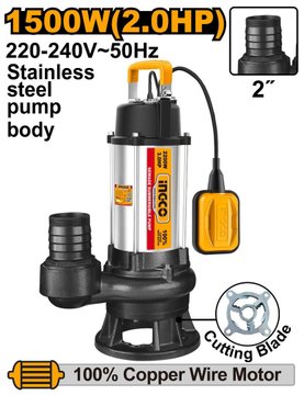 Imagen de BOMBA SUMERGIBLE POZO NEGRO CON TRITURADOR 2HP INGCO