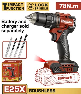 Imagen de TALADRO CON PERCUTOR BATERÍA 25V (CARCAZA) OSBURK