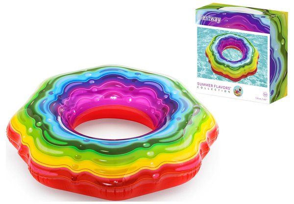 Imagen de ARO SALVAVIDA INFLABLE MANDALA MULTICOLOR 115CM +12AÑOS BESTWAY 36163 Q12