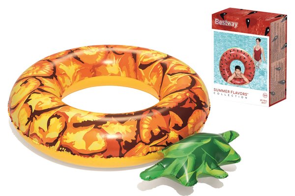 Imagen de ARO SALVAVIDA INFLABLE SUMMER FRUIT PIÑA 116X88CM SANDIA 119CM BESTWAY 36121 Q12