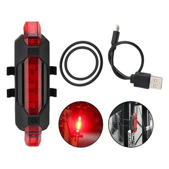 Imagen de Flash LED Rojo para bicicleta Recargable DC-918
