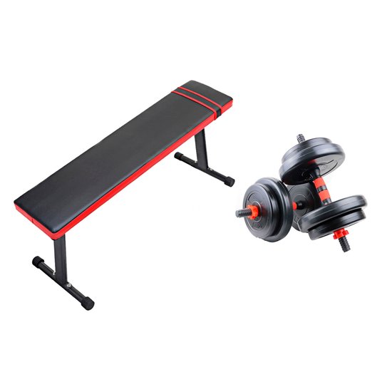 Imagen de Banco Plano Multifunción + 2 Mancuernas 30 kg