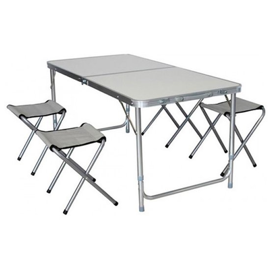 Imagen de Mesa de Camping plegable de aluminio con 4 banquetas