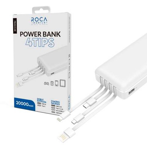 Imagen de Power Bank Roca Universal PB20 20000 mAh Con Cables