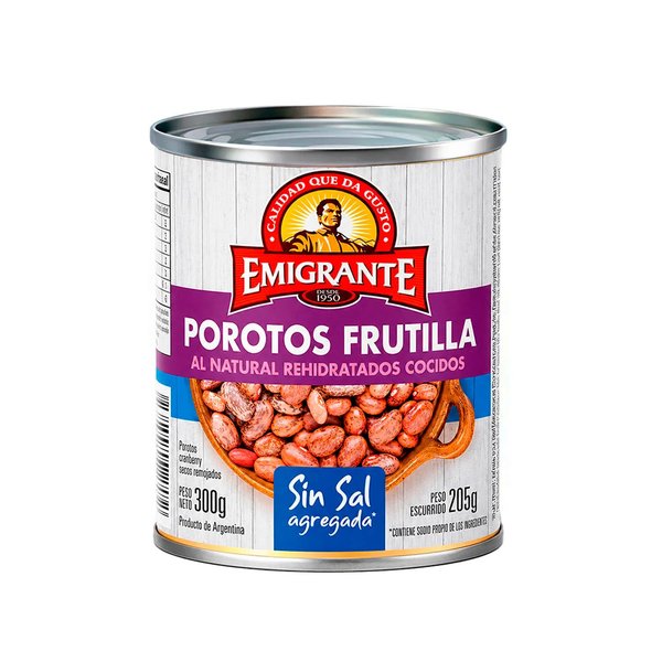 Imagen de Porotos Frutilla Emigrante sin Sal Lata 300 gr