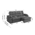 Imagen de Sofá Reclinable 3 Cuerpos Liverpool Gris 2,40m