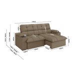 Imagen de Sofá Reclinable 3 Cuerpos Liverpool Capuccino 2,40m